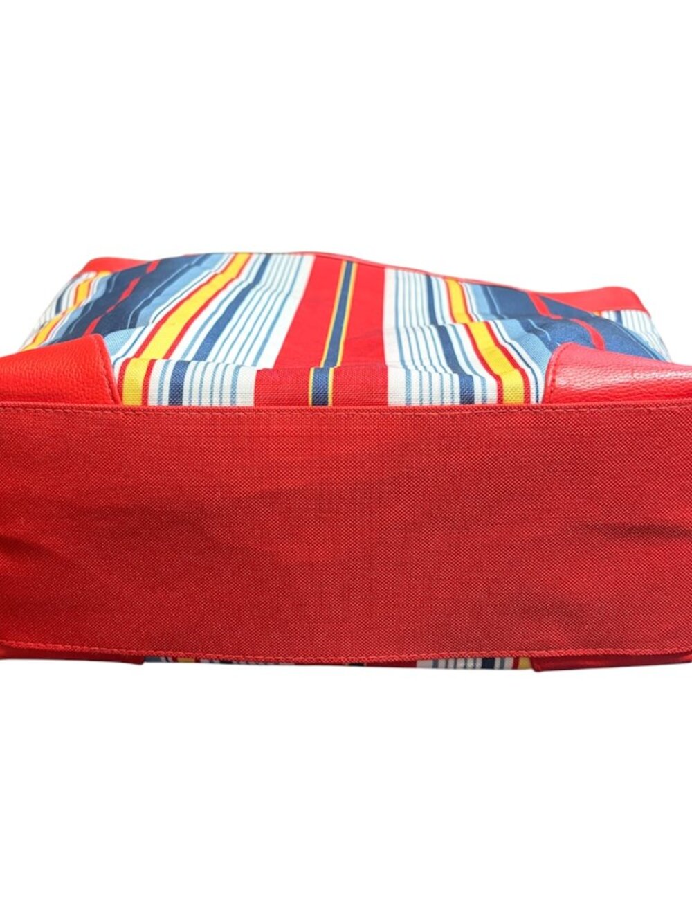 LOW START LANCOME TOTE BAG IN RED, BLUE, WHITE, YELLOW STRIPES - Picture 4 of 5